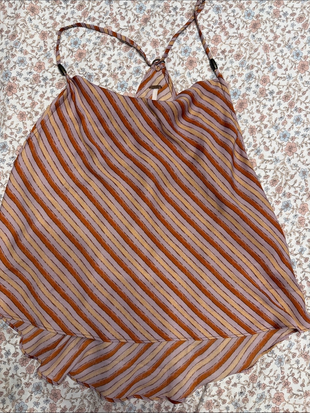 Free People Striped Halter Cami Tank Top - Rust Pink